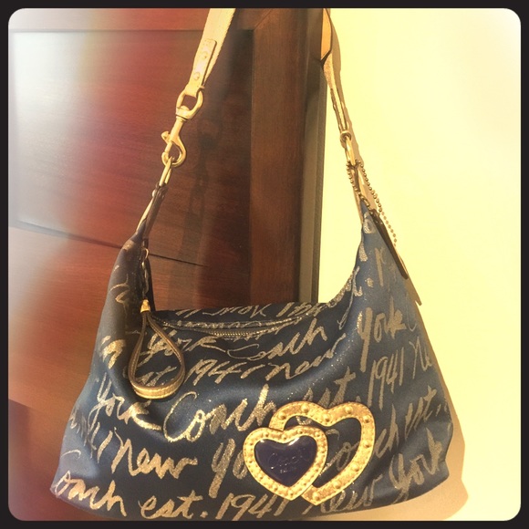 Beautiful Coach 👜 1941 pattern gold and blue 💙 - Picture 1 of 7